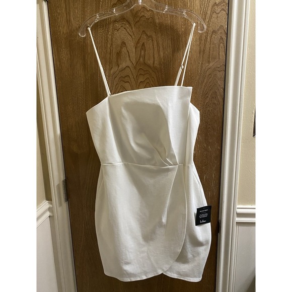 NEW Lulus Drinks On Me White Strappy Layer Dress XL Wrap Style Cocktail Wedding - Picture 1 of 16